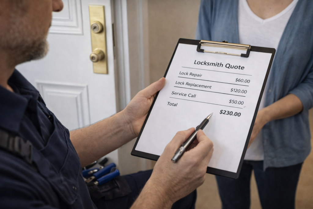 Devis clair et garanties d’un serrurier fiable avant une intervention en serrurerie.