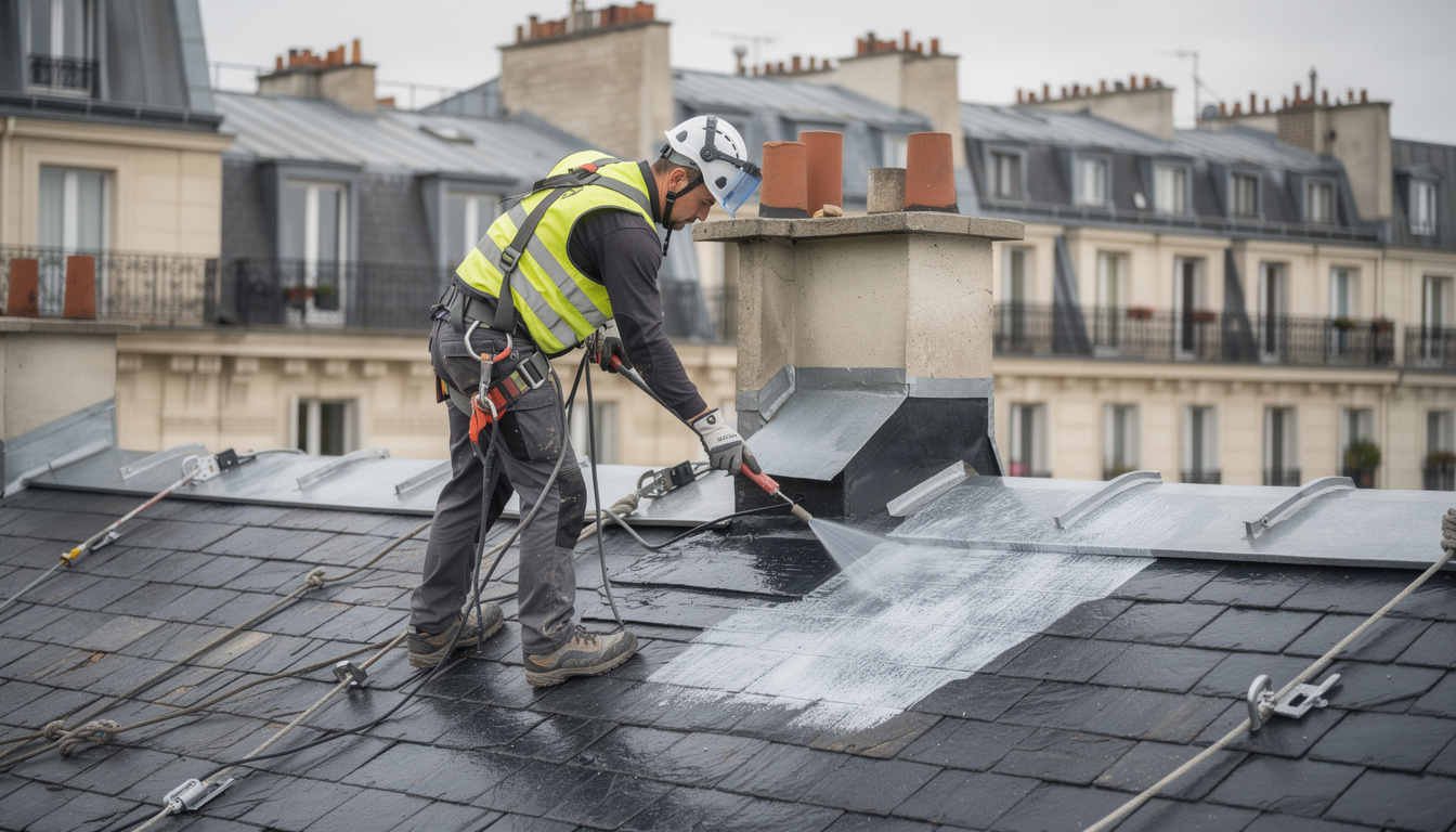 hydrofuge de toiture dans le 17e arrondissement : protégez efficacement votre toit contre la pollution et les intempéries grâce à nos solutions durables et performantes.