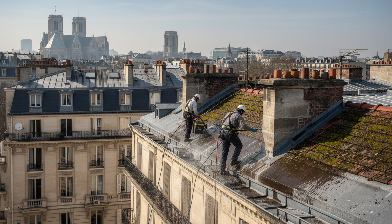 service professionnel de nettoyage de toiture dans le 5e arrondissement de paris, spécialisé dans l'entretien des immeubles historiques du panthéon à la sorbonne pour préserver leur beauté et leur intégrité.