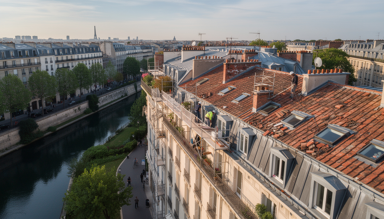 expert en réfection de toiture dans le 19e arrondissement de paris, entre buttes-chaumont et canal de l'ourcq. services de rénovation de toiture pour assurer étanchéité et esthétique.