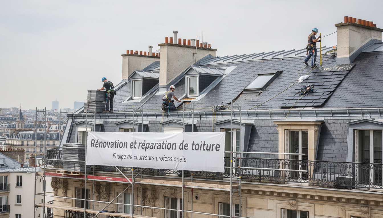 expert en réfection de toiture dans le 7e arrondissement de paris, nous rénovons votre toiture avec soin et professionnalisme, offrant une vue imprenable sur la tour eiffel. contactez-nous pour un chantier de qualité et durable.
