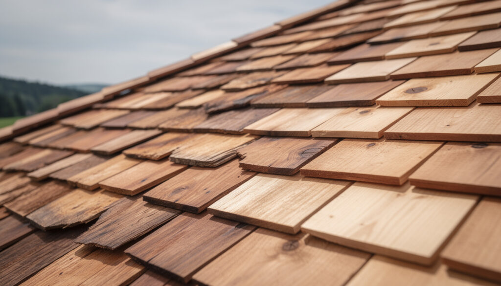 découvrez les différences de prix entre le tavaillon et le bardeau de bois pour mieux choisir votre revêtement de toiture en bois.